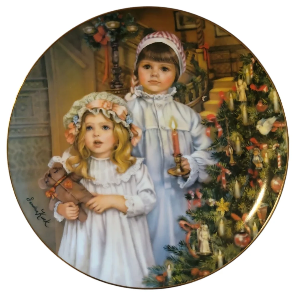 Vtg Christmas Magic December Child Hood Almanac Sandra Kuck Reco COA  Plate Gold